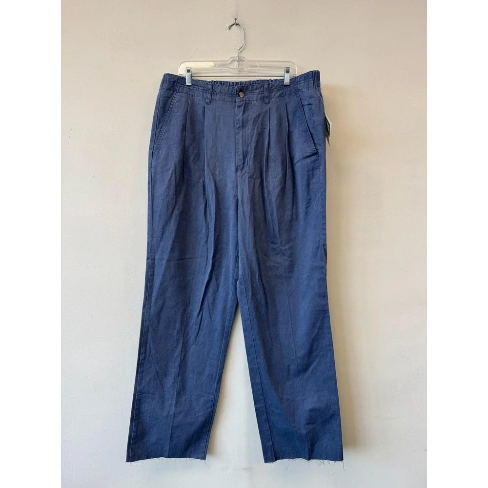 Vintage Eddie Bauer Pants Mens 38x31‎ Blue Pigment Dyed Chino Elastic Waist 90s